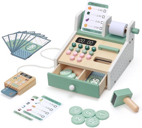 Kids toy cash register wooden - kids,